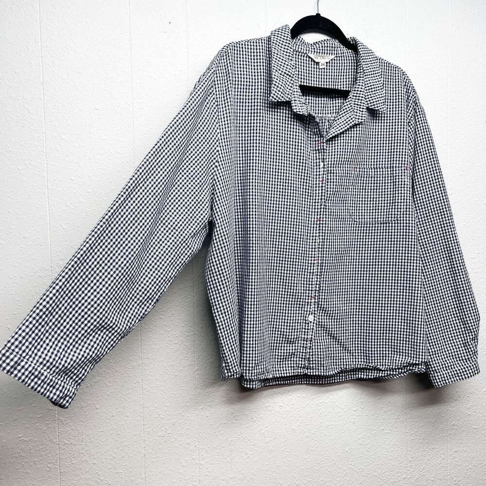 Buykud Linen Cotton Gingham Print Shirt Womens 2XL Breathable Casual Workwear - Picture 5 of 12